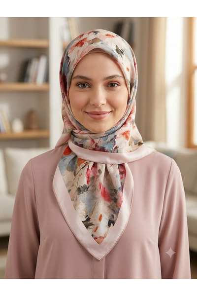 HİLALZEY ESARP SAL Çiçek desenli sarı renkli pamuk soft eşarp