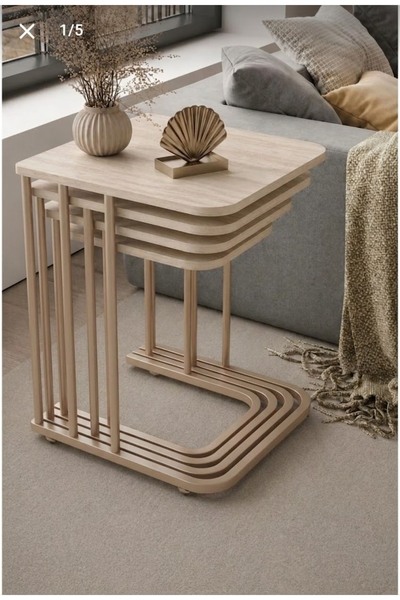 home plus mobilya 4'lü Tekerlekli Zigon Sehpa cappucino Ayak Dayanıklı 18mm S...