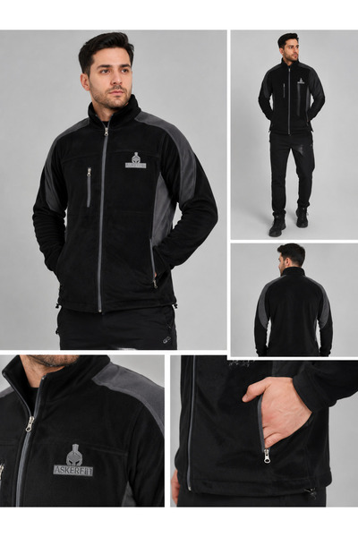 AskerFit Outdoor Polar Ceket – Fermuarlı Cepli, Dik Yaka, Spor ve Doğa Montu