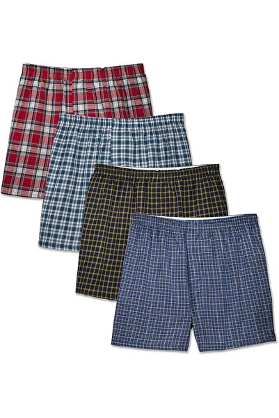 Fruit of the loom بوكسر منقوش ومنسوج من التارتان للرجال من فروت اوف ذي لوم، ع...