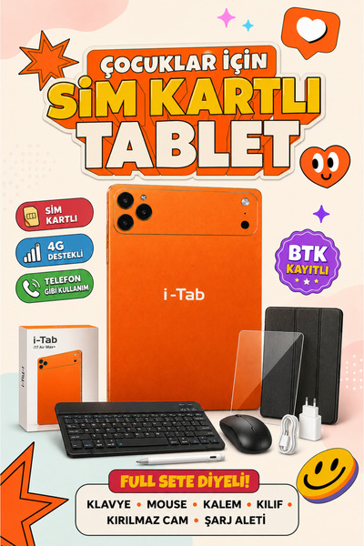 asfteknoloji 17 ProMax Sim Kartlı Tablet-Telefon BTK Kayıtlı Klavye+Mous+Kale...