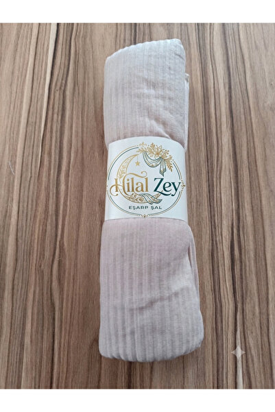HİLALZEY ESARP SAL Piliseli geçmeli bej renkli pratik hazır şal