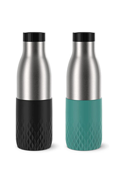 TEFAL Bludrop Sleeve Paslanmaz Çelik Termos 0,5 L 2 Adet Siyah Yeşil