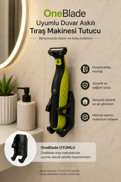 OneBlade Uyumlu Duvar Askılı Tıraş Makinesi Tutucu