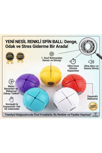 Stres Topu Bas Döndür - Top Oyuncağı - Motor Becerisi Geliştirici Yuvarlak Hareketli Top