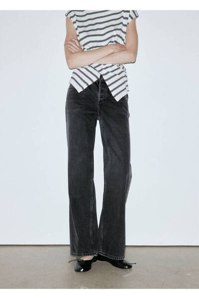 MANGO Woman Düz kesim düşük bel jean