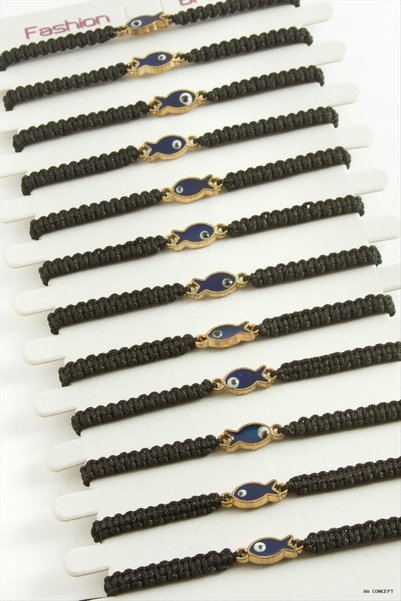 ZERO LAND CONCEPTA Fish-Pattern Macramé Bracelet (210626) Black