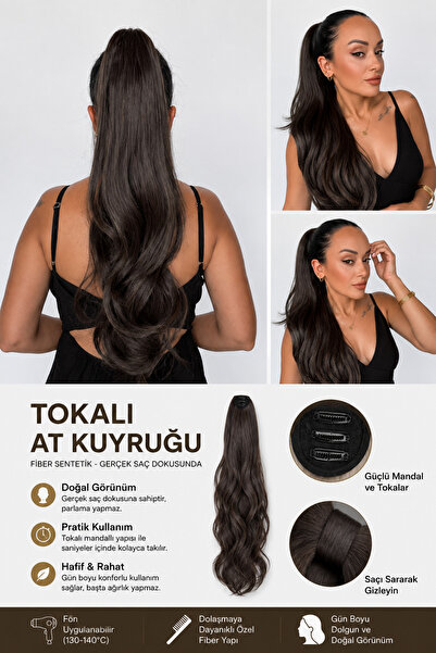 Suzan Peruk Dalgalı Tokalı At Kuyrugu Postiş - 1. Kalite Fiber Sentetik Isıya...