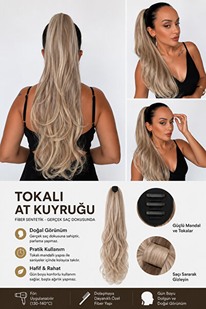 Suzan Peruk Dalgalı Tokalı At Kuyrugu Postiş - 1. Kalite Fiber Sentetik Isıya...