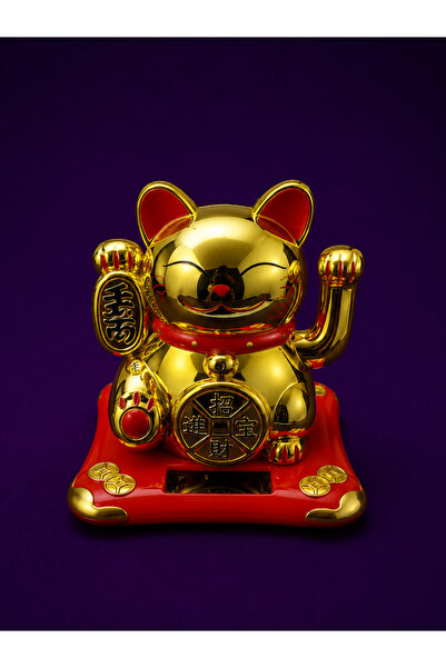 Genel Markalar Güneş Enerjili Şans Kedisi (Maneki Neko) – Dekoratif Figür