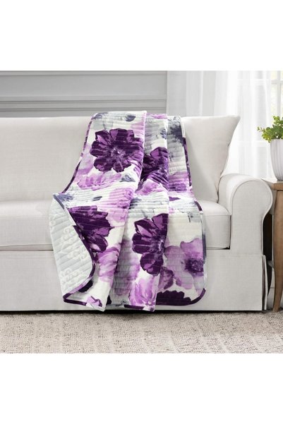 Lush Decor Leah Battaniye Gri ve Mor