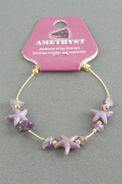 Mercansa Sea Star Amethyst Natural Stone Bracelet