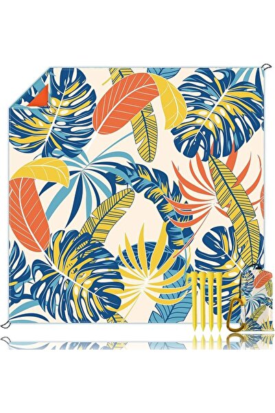 GENERAL Large Sand Proof Beach Blanket 79X83 4-6 Adults Oversized Lightweight...