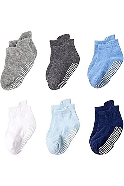 GENERAL Baby Toddler Non-Skid Grippy Sole Ankle Socks for Boys and Girls (1-3...