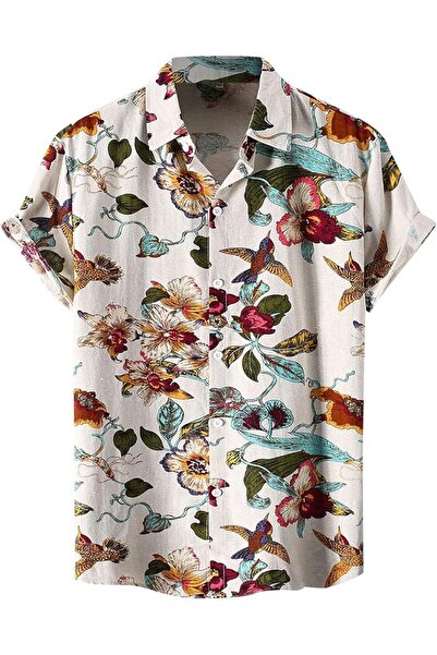 GENERAL Mens Short Sleeve Button Down Shirt Men's Hawaiian Shirt