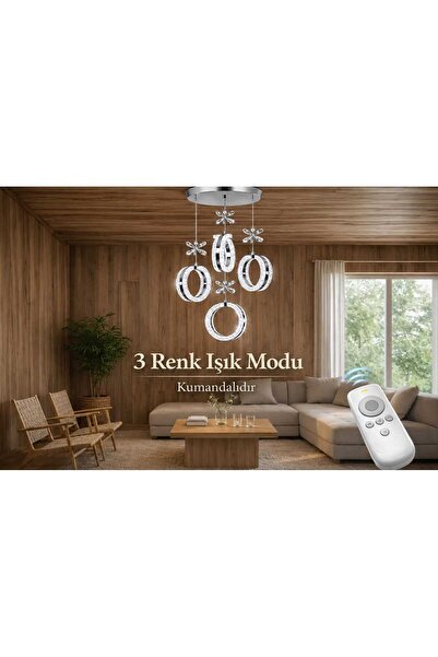 tavion lighting Siena Model 4’lü avize 3 renk led ısıklı kumandalı salon otur...