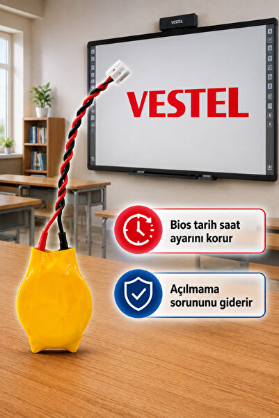 EnerjiStar Vestel Etkileşimli Faz-1 Akıllı Tahta CR2032 Kablolu Soketli Bios Pili