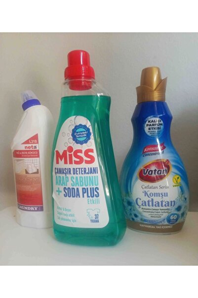 Miss ŞAMPİYONLAR LİGİ ÇAMAŞIR DETERJANI VATAN KOMŞU ÇATLATAN YUMUŞATICI 3LÜ Ü...