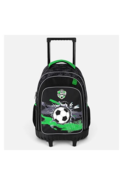 OEM Ghiozdan troler clase primare, verde, model fotbal, troler, 33x22x47cm – ...