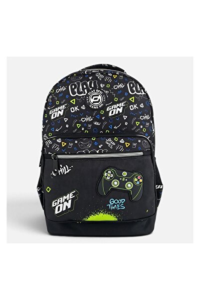 OEM Ghiozdan școlar clase primare, negru, model gaming, 31x18x45cm – spațios,...