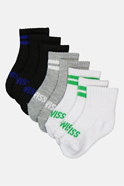 K-Swiss Toddlers Boy 8 Pairs Brand Logo Quarter Socks, Multicolor