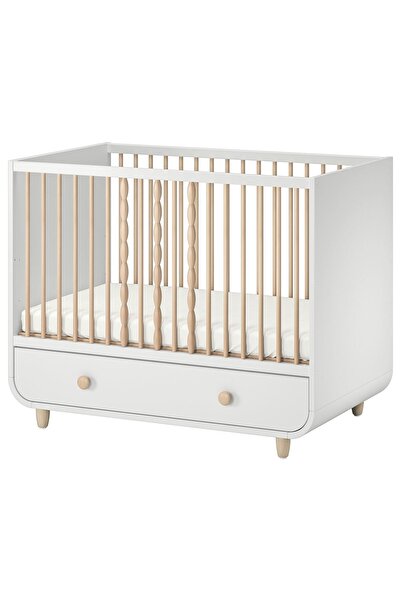 IKEA Modern Beyaz Bebek Karyolası 60x120 cm Ahşap Sağlam Bebek Odası Mobilyas...