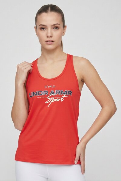 Under Armour Women Loose Fit Sleeveless Training Tank Top, Red