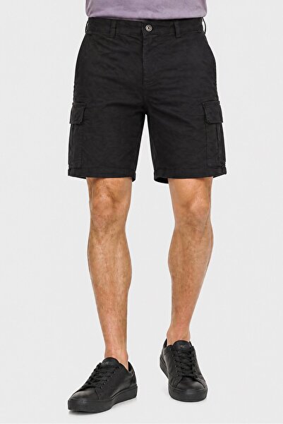 Brave Soul Men Solid Cargo Shorts, Black