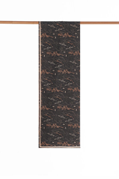 Kayra Minimal Pattern Silk Shawl Dark Brown