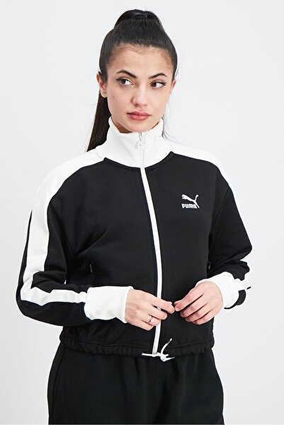 Puma Women Sportswear Fit Training Crop Jacket, Black and White