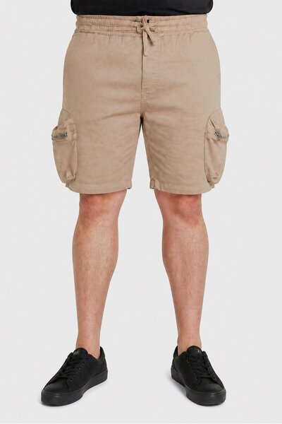 Brave Soul Men Solid Cargo Shorts, Stone
