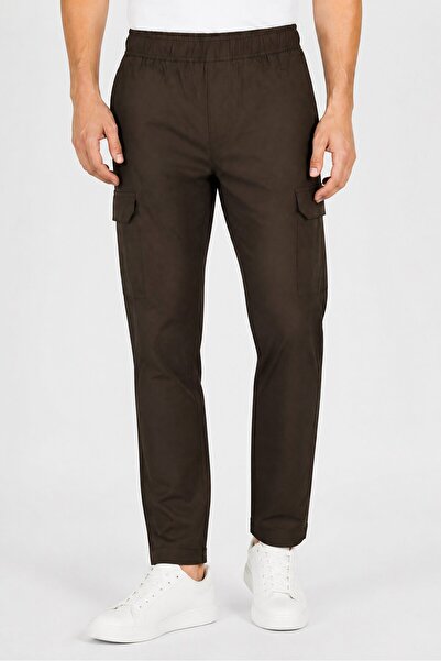 Brave Soul Men Regular Fit Plain Straight Leg Pants, Dark Olive
