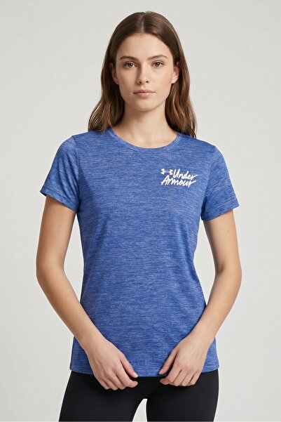 Under Armour Women Loose Fit Short Sleeve Training T-Shirt, Heather Blue