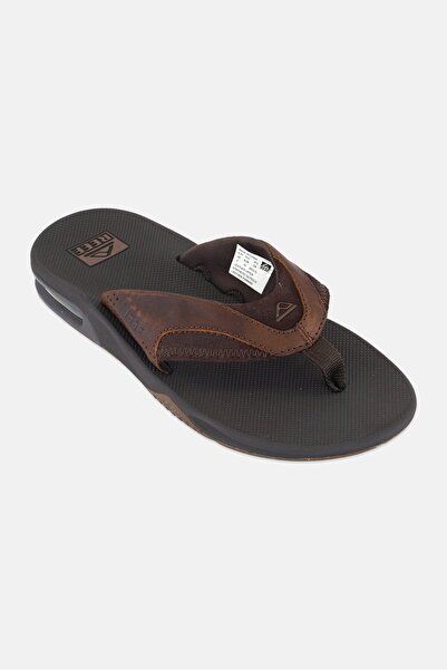 Reef Men Leather Fanning Slip On Slippers, Dark Brown