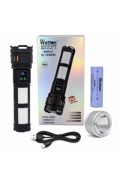 Watton WT-737 TG + Şerit LED 1500 Metre Uzun Menzilli Şarjlı Powerbank Özelli...