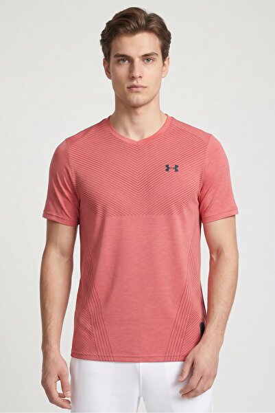 Under Armour Men Fitted Short Sleeve Running T-Shirt, Old Rose