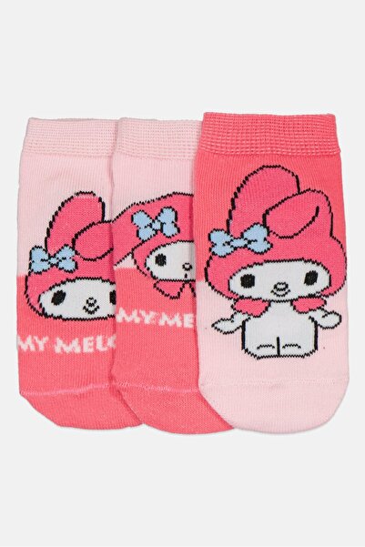 SANRIO Kids Girl 3 Pairs My Melody Graphic Print Ankle Socks, Pink