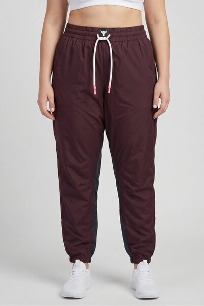 Under Armour Women Loose Fit Project Rock Training Track Pants, Maroon