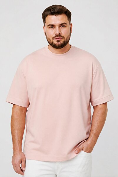 Brave Soul Men Crew Neck Short Sleeve Solid T-Shirt, Pink