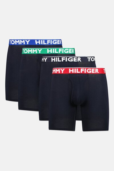 Tommy Hilfiger Men 4 Pcs Brand Logo Boxer Briefs, Black