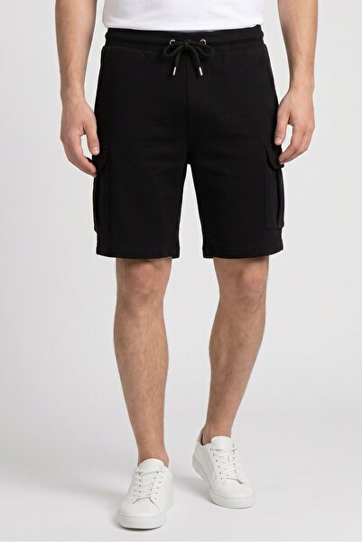 Threadbare Men Solid Cargo Shorts, Black