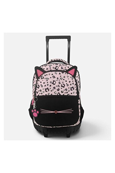 OEM Ghiozdan troler clase primare, roz, model pisicuță, troler, 33x20x38cm – ...