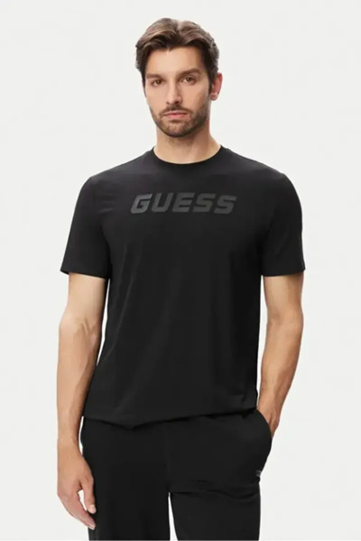 Guess Bruce Bicycle Collar Short Sleeve Men's Black T-Shirt Z6Yi26K5090-Jblk