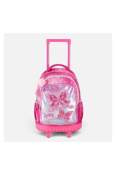 OEM Ghiozdan troler clase primare, roz, model troler, glitter, 34x22x44cm – s...