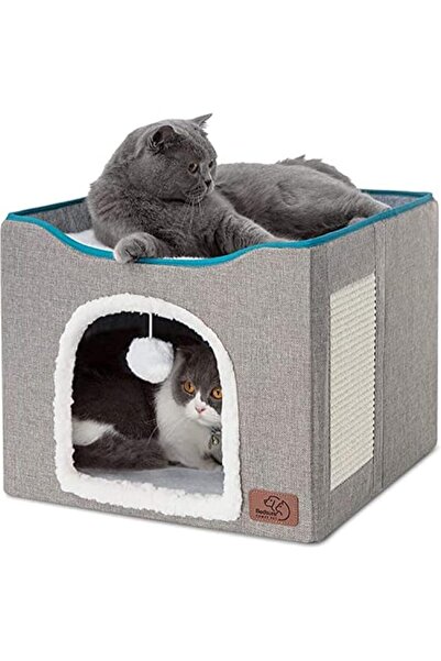 GENERAL Tbesitans L Size Foldable Cat House and Bed with Hanging Scratching B...