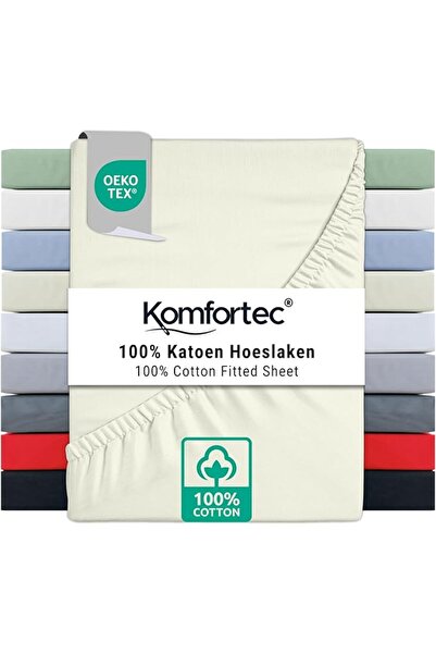 Komfortec شرشف بحواف مطاطية من كومفورتيك مصنوع من قطن جيرسي 100%، مقاس 140×20...