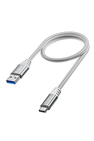 Fasgear USB C Cable 1.65ft, USB A to Type C 3.2 Gen 2 Cord (50cm, Grey)
