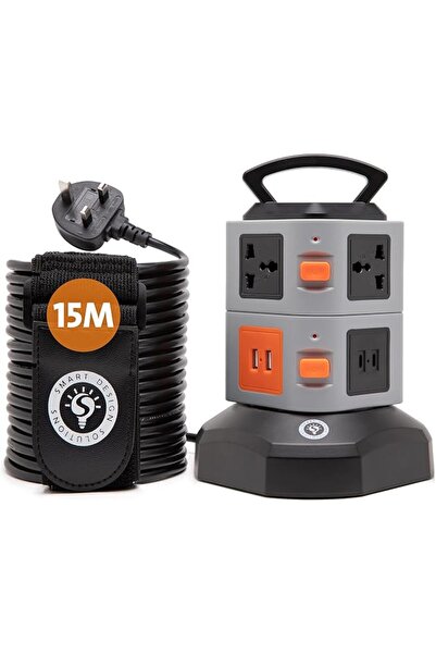 GENERAL سلك تمديد عالمي مع USB | برج شريط طاقة متعدد المقابس | كابل 5 متر | و...