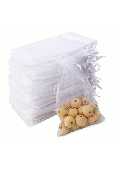 Morvena Picks Pachet de 100 de săculeți din organza cu șnur, 7x9cm, pentru ca...