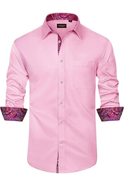 GENERAL Leon Nardo Men's Long Sleeve Formal Dress Shirts Casual Button down S...